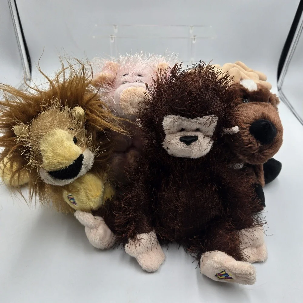Ganz Webkinz Retired Lot Pig Moose Monkey Lion Stuffed Plush 8
